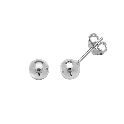 5MM Full Ball White Gold Stud Earrings