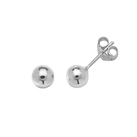 5MM Full Ball White Gold Stud Earrings