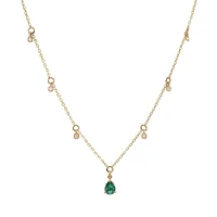 Emerald Teardrop and Diamonds Necklace