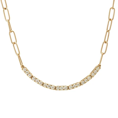 Half Paperclip Half Diamond Necklace