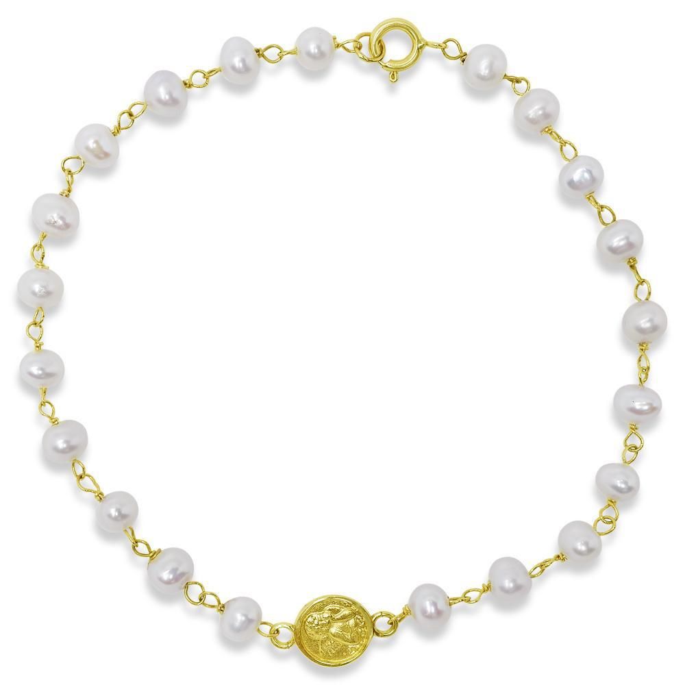 8mm Angelito Medal Pearl Bracelet