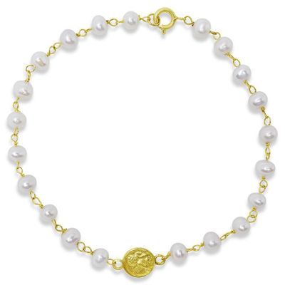 8mm Angelito Medal Pearl Bracelet