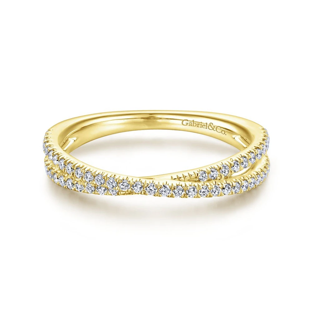 Diamond Criss Cross Yellow Gold Ring