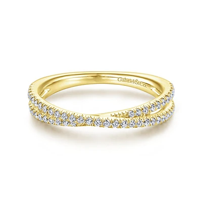 Diamond Criss Cross Yellow Gold Ring