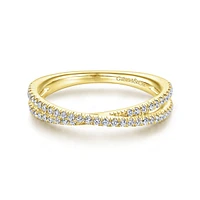 Diamond Criss Cross Yellow Gold Ring