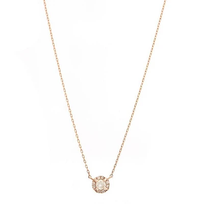 Diamond Halo Necklace 14K
