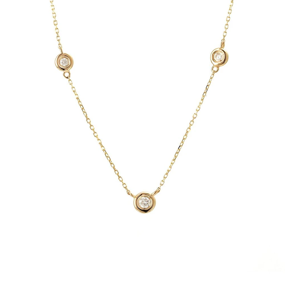 Bezel Set Diamond Gold Necklace