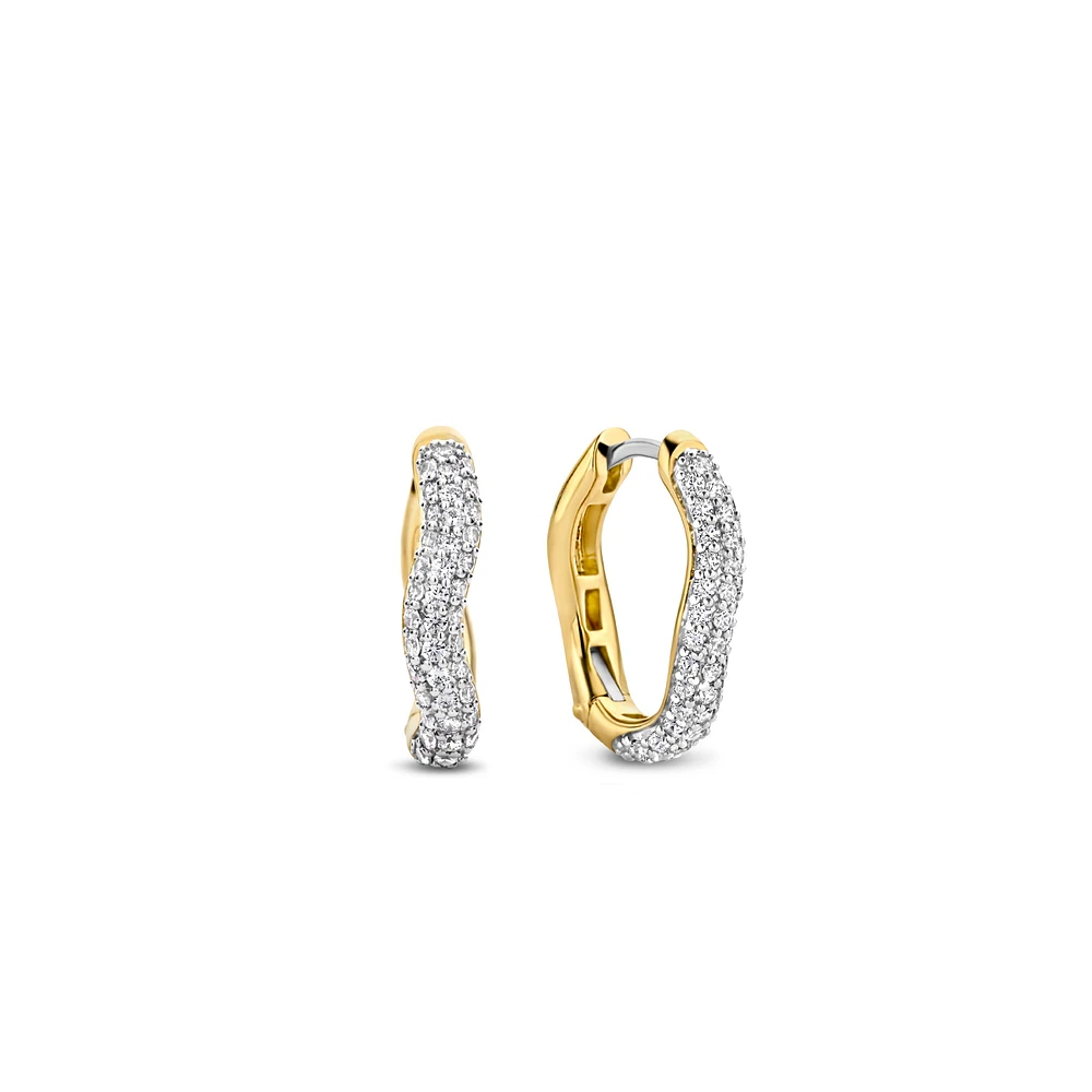 Wave Pave Huggie Earrings