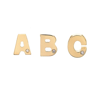 8MM Block Diamond Initial Pendant