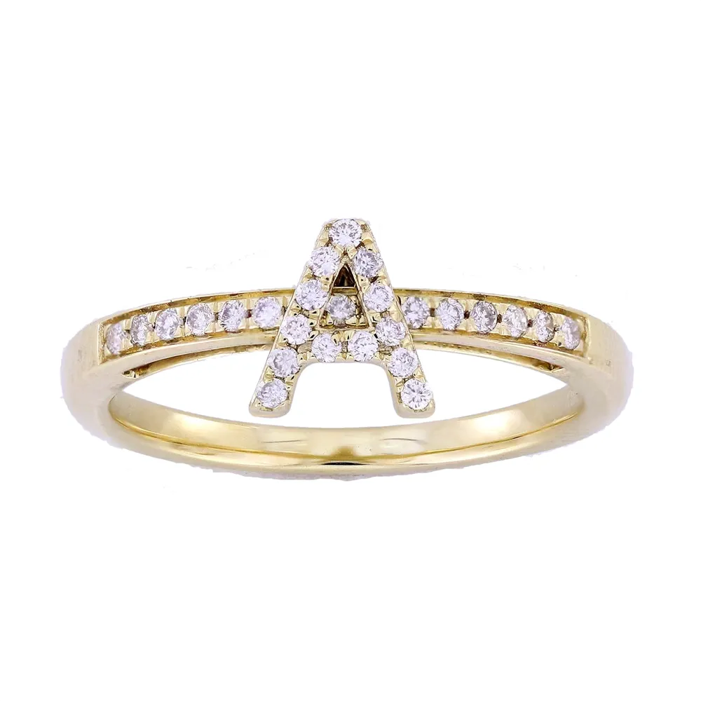 Sliding Initial Diamong Ring 18K