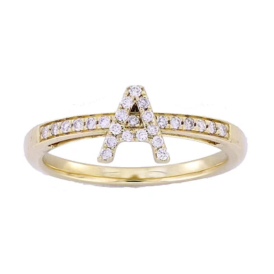 Sliding Initial Diamong Ring 18K