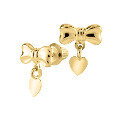 Bow and Heart Kids Earrings