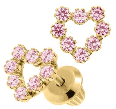 Pink Zirconia 14K Gold Stud Earrings