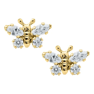 Butterfly Zirconia Kids Stud Earrings