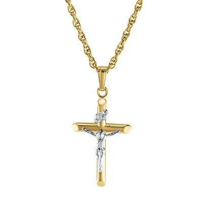 Two Tone 18MM Crucifix Kids Necklace