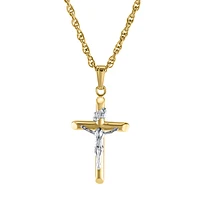 Two Tone 18MM Crucifix Kids Necklace