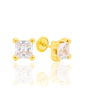 5MM Square CZ White Gold Stud Earrings