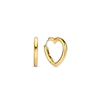Heart Shape 20mm Golden Huggie Earrings