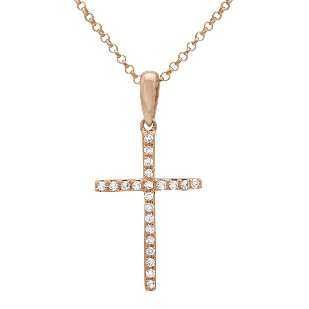 .06ct Diamond Rose Gold Cross Necklace