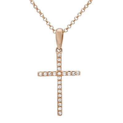 .06ct Diamond Rose Gold Cross Necklace