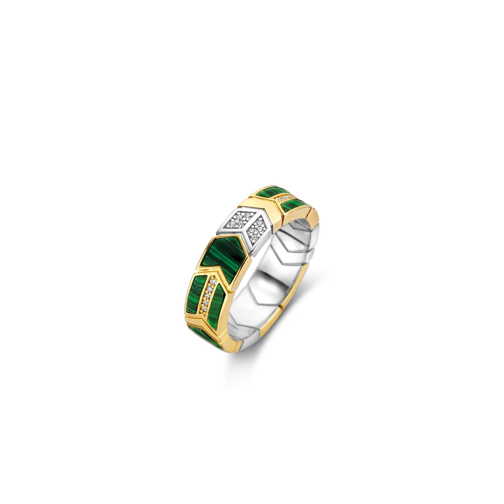 Green Malachite Arrow Pattern Ring
