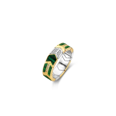 Green Malachite Arrow Pattern Ring