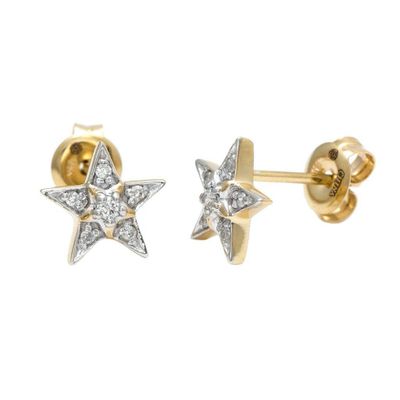 Diamond Star Two Tone Stud Earrings