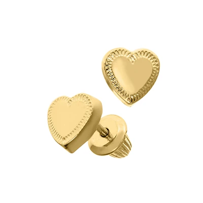 14K Treasured Heart Kids Earrings