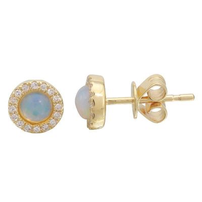 14K Opal Stud Earrings