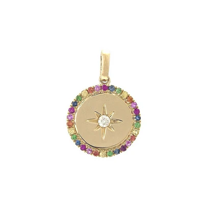 Rainbow Star Disk Necklace