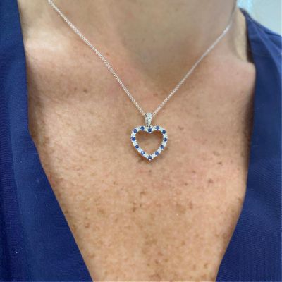 Diamonds and Sapphire Heart Necklace