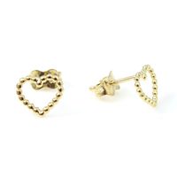 Beaded Open Heart Stud Earrings