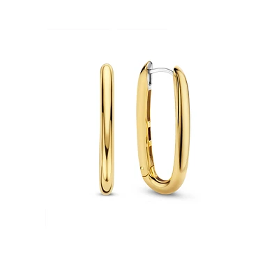 Long 28mm golden huggie earrings