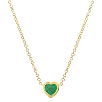 Heart Shaped Emerald Bezel Set Necklace