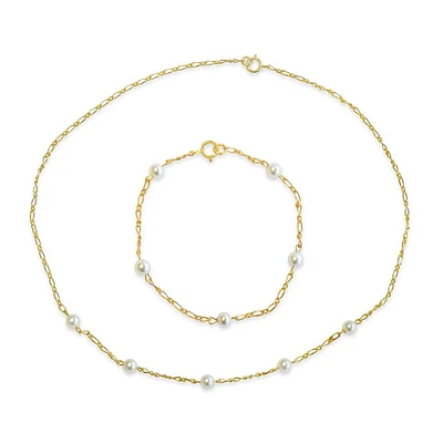 Kids Pearl Chain and Bracelet Set