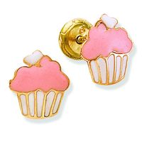 Cupcake Kids Stud Earrings 14K