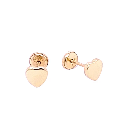 5MM Smooth heart Kids Stud Earrings