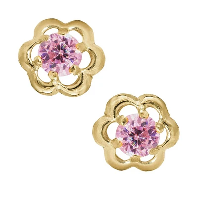 Pink Flower Earrings
