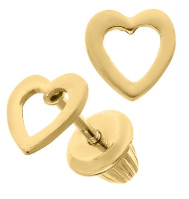 14K Gold Heart Kids Stud Earrings