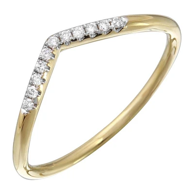 Yellow Gold Diamond Curved Ring