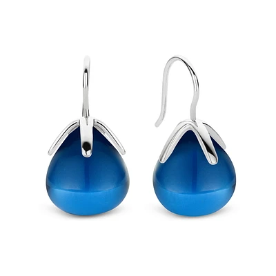 Dark Blue Flowerbud Earrings