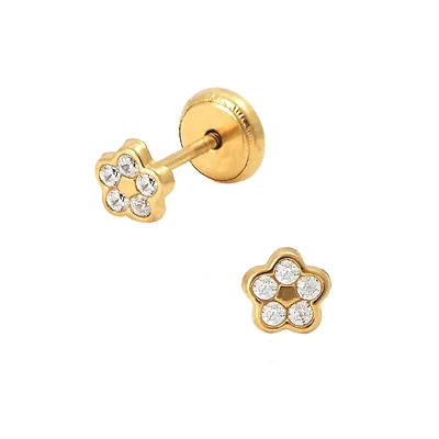 4.5mm Flower Zirconia Stud Earrings
