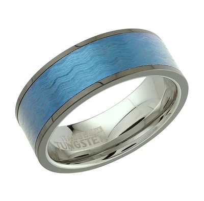 Tungsten Blue gunmetal 8mm Ring