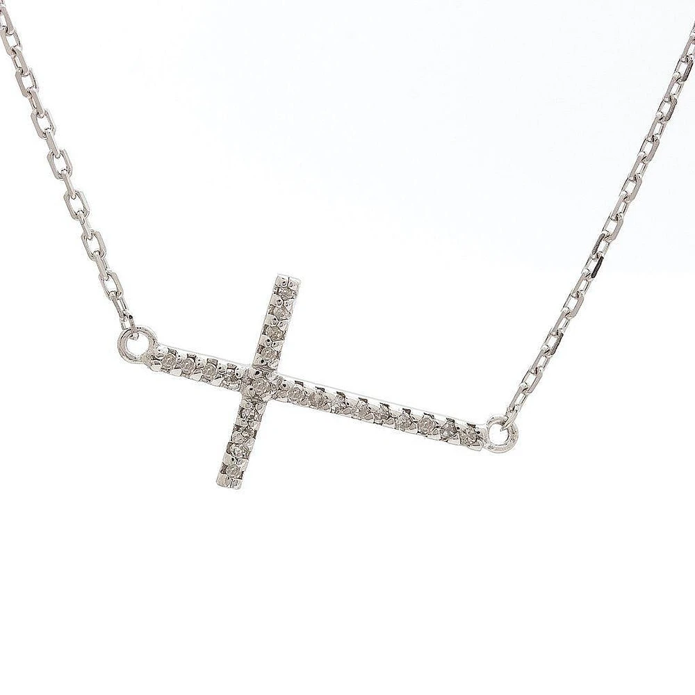 Sideway Cross Diamond Necklace