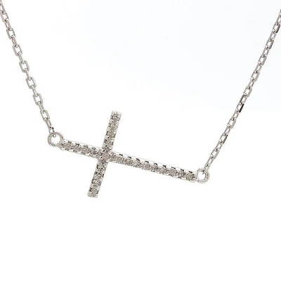 Sideway Cross Diamond Necklace