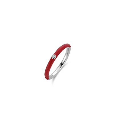 Radiant Red Coral Enamel Ring