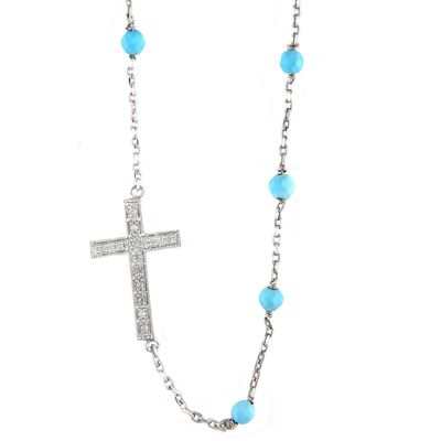 Side Cross Turquoise Cross Necklace