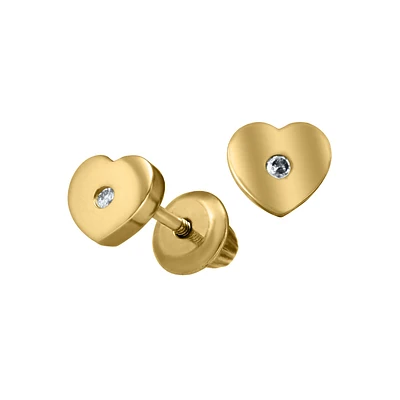 Heart Center Diamond Kids Earrings
