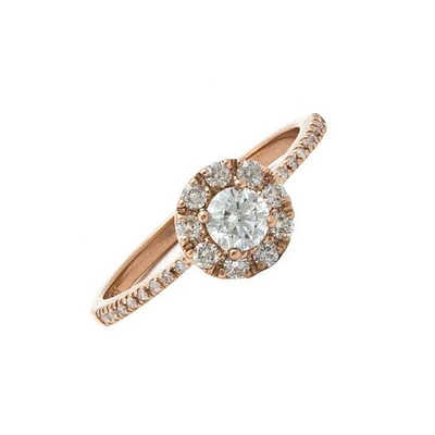 .50ct Diamond Round Halo Rose Gold Ring