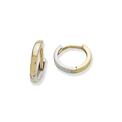 Reversible Two Tone Gold Huggie Earrings